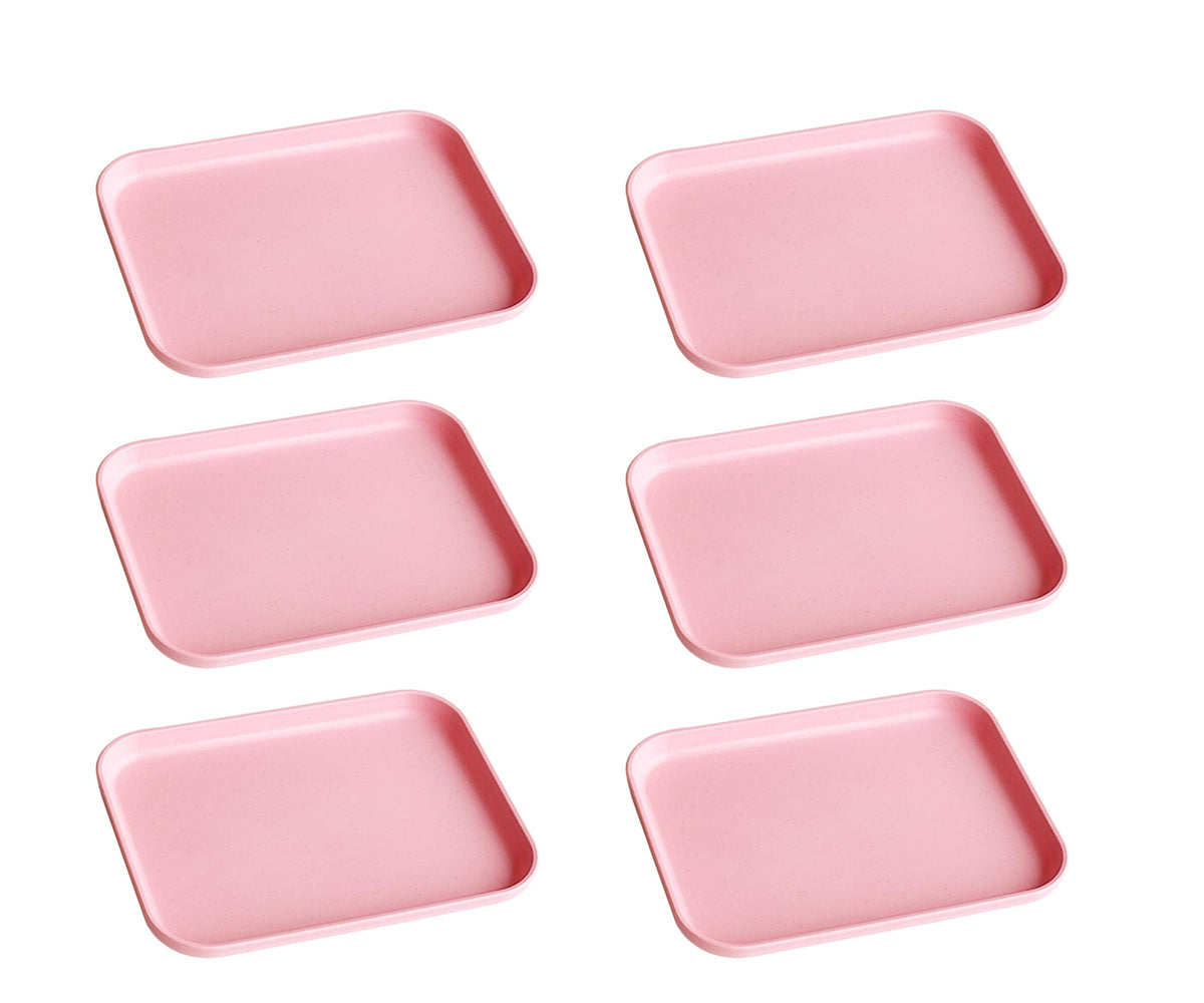 Small Tray 3 Pack, Blue 7.8 inch Wheat Straw Plastic Plates