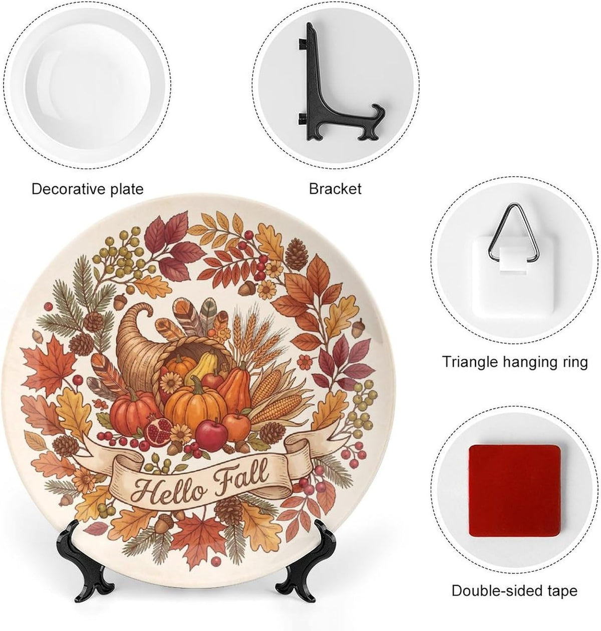 Decorative Plates for Display Fall Harvest Wall Plates 8 Inch