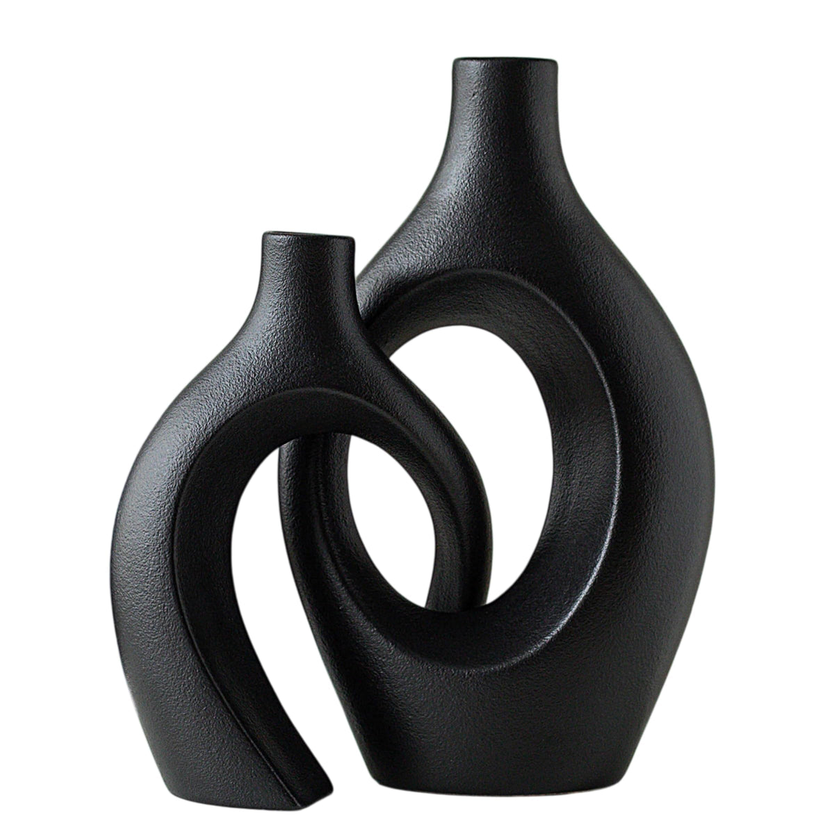 Levvohd Snuggle Hollow Ceramic Vase Set of 2 Minimalist Home Table Decor