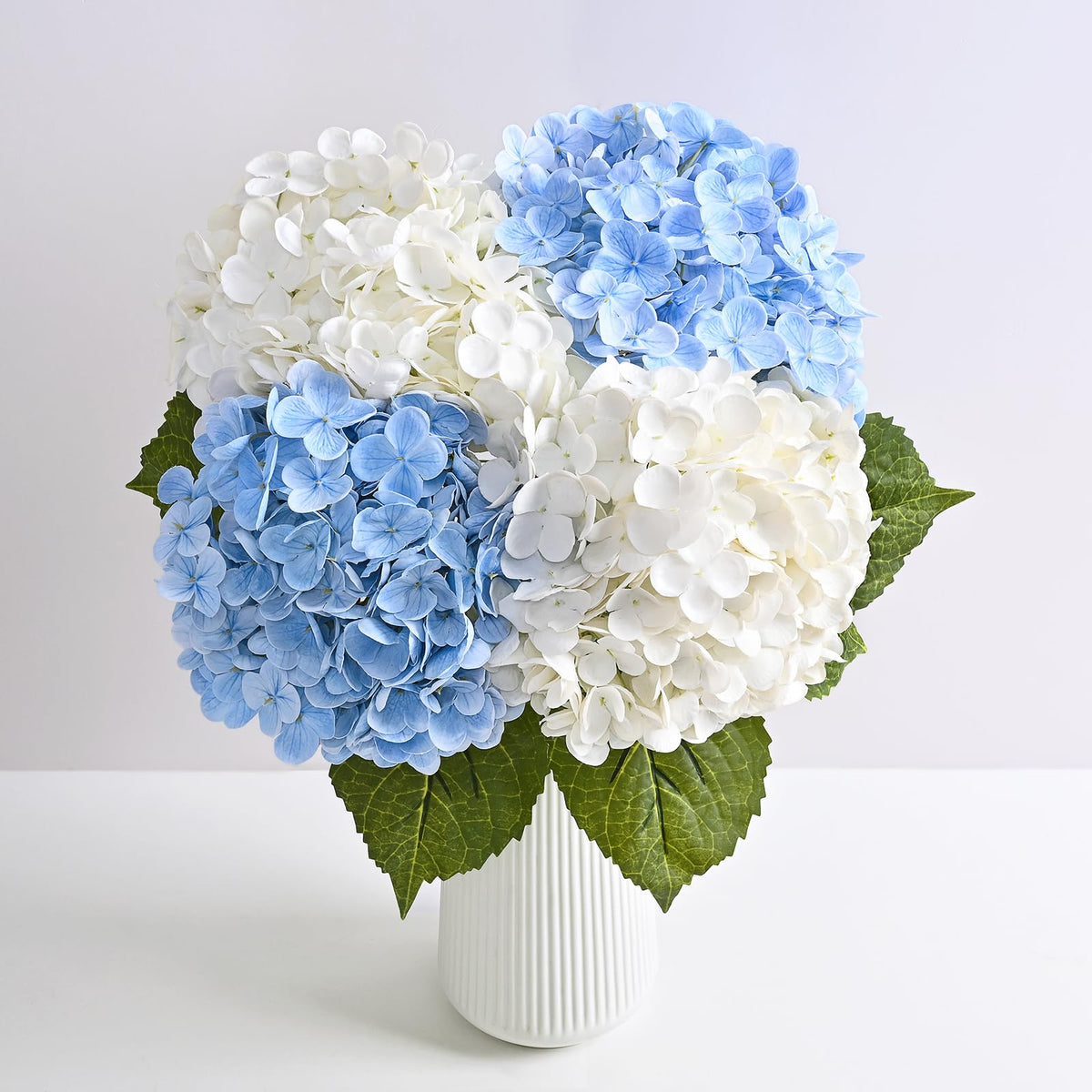 MARTINE MALL 3Pcs 21in Hydrangea Artificial Flowers, Latex Real Touch Hydrangeas Lifelike Large Hydrangea Flowers for Home Decor Party Arrangements Wedding Bouquets Centerpieces (Blue)