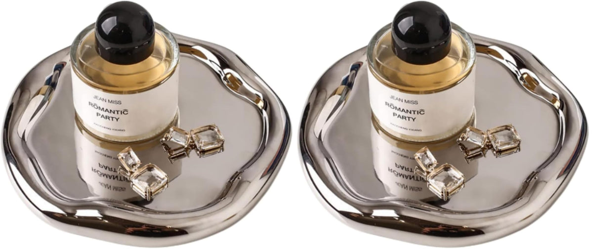 Silver Tray Decorative Vanity Tray Bathroom Tray Ceramic Jewelry Dish