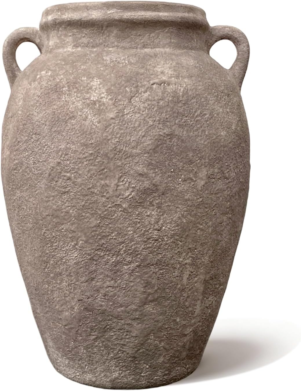 Rustic Ceramic Flower Vase, Vintage Two-Handle Brown Textured Home Décor
