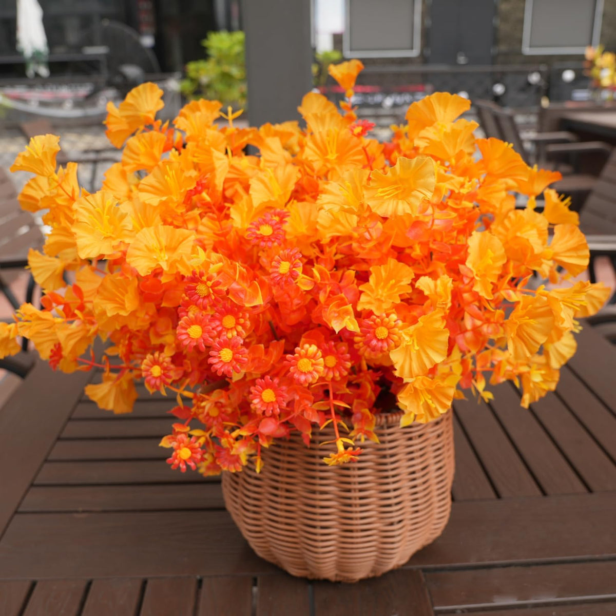 trytuny Artificial Flowers for Outdoor,14 Bundle Fall Realistic Faux Plants UV Resistant Fake Fake Plastic Flowers for Outside Indoor Porch Patio Window Box Planter Home Decor