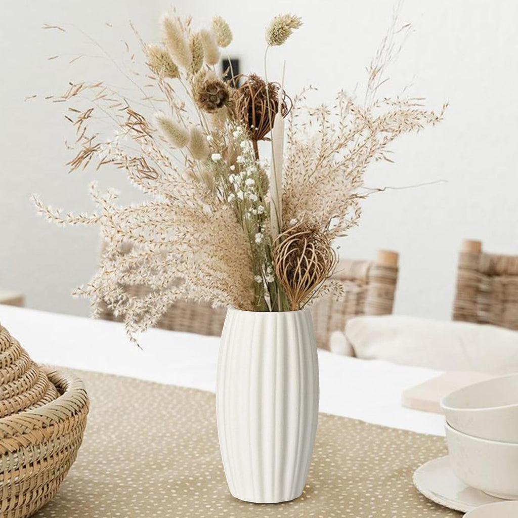 White Vase Set of 12, Small White Bulk Bud Vases for Pampas Grass for Wedding Table Centerpieces Decoration, Modern Boho for Rustic Vase.