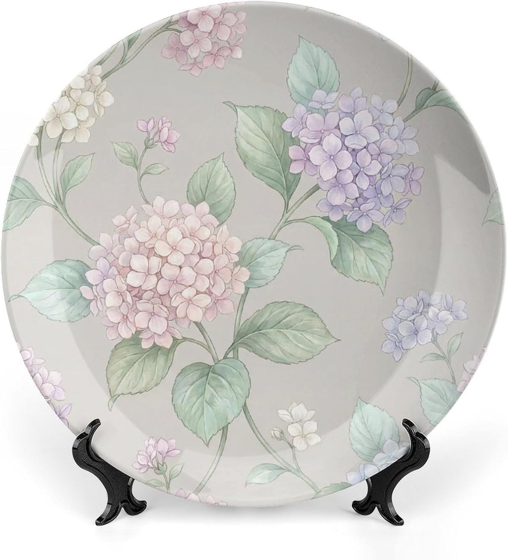 Hydrangea Decorative Plates for Display 10 Inch Floral Wall Decor