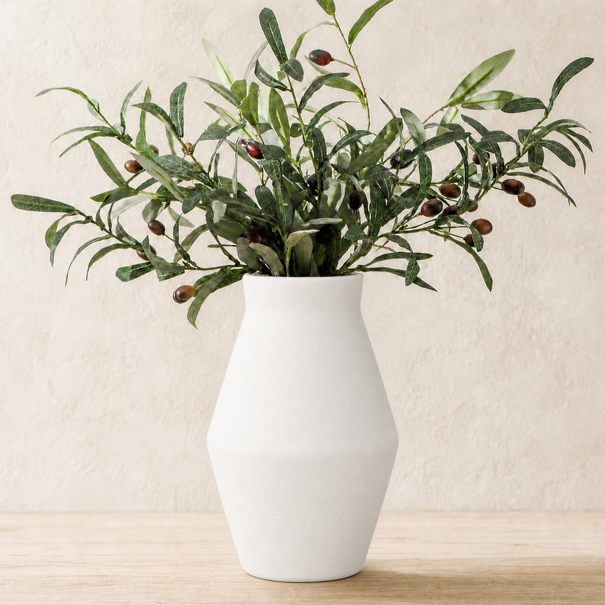 Rustic Farmhouse Ceramic Vase, 10 Inch
