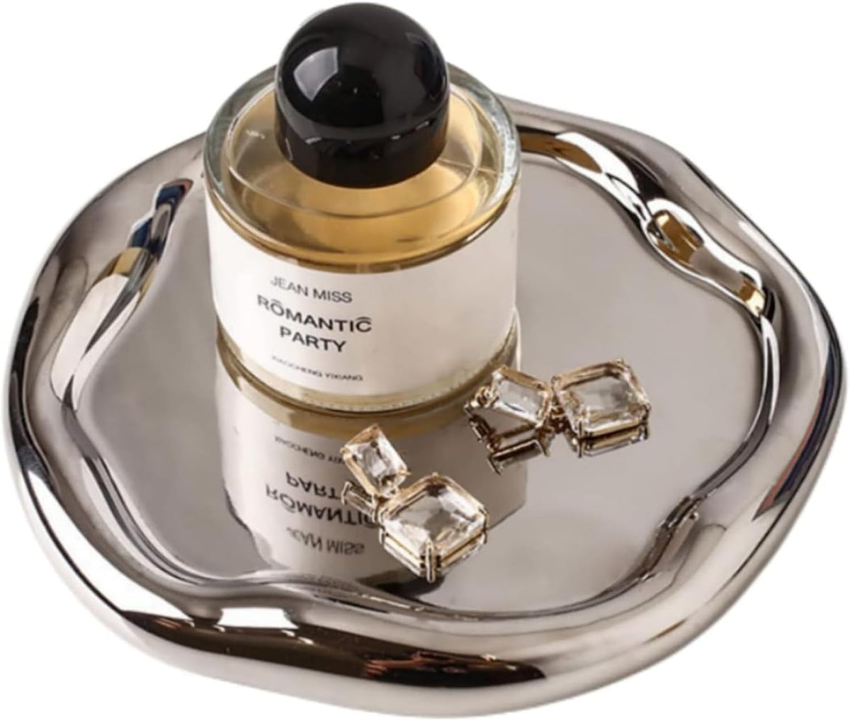 Silver Tray Decorative Vanity Tray Bathroom Tray Ceramic Jewelry Dish