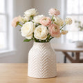 hjn White Vase for Flowers Ceramic Vase for Decor, Modern Decorative Tall Vases for Your Kitchen/Office/Living Room/Bookshelf/Mantel - White Texture(Medium)