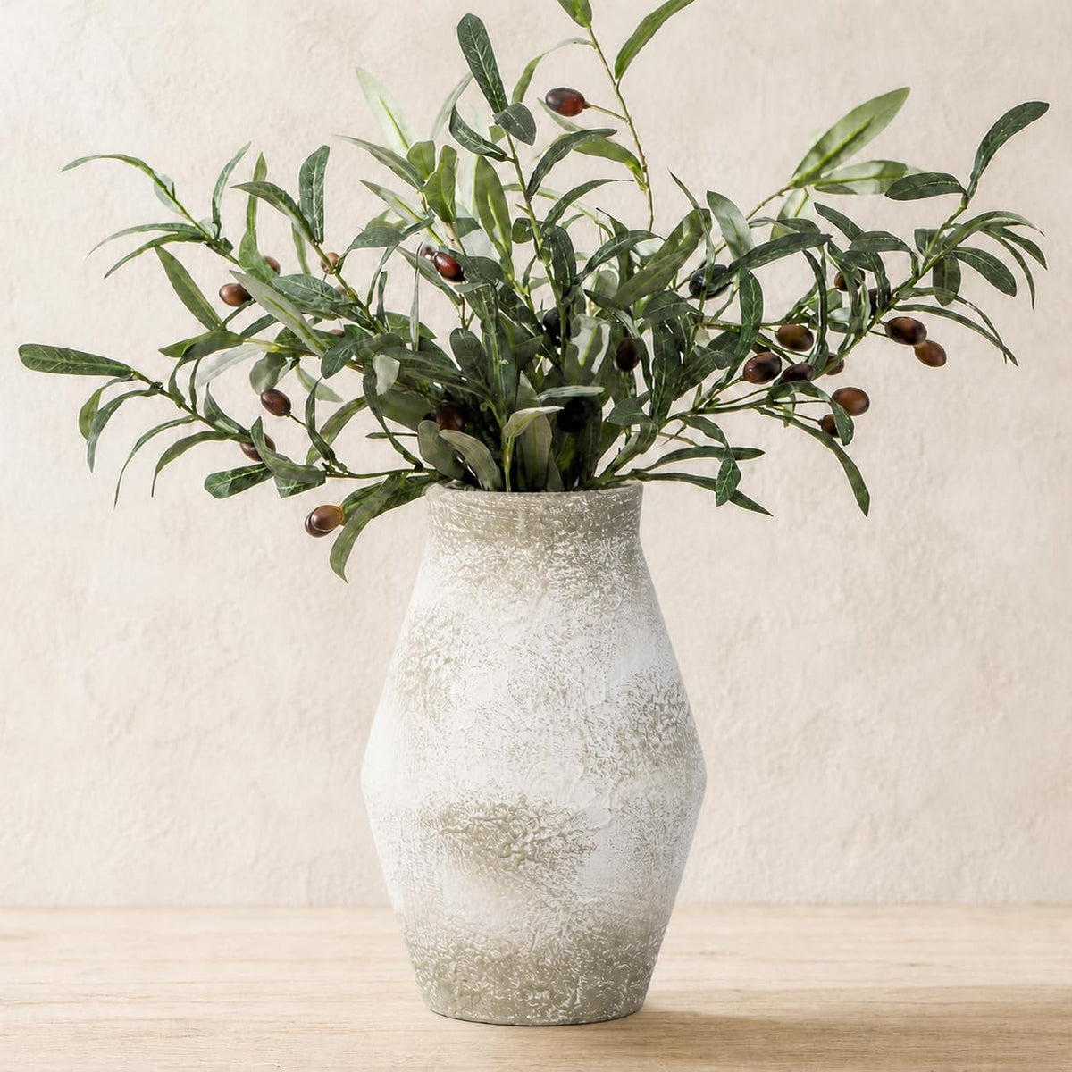 Rustic Farmhouse Ceramic Vase, 10 Inch