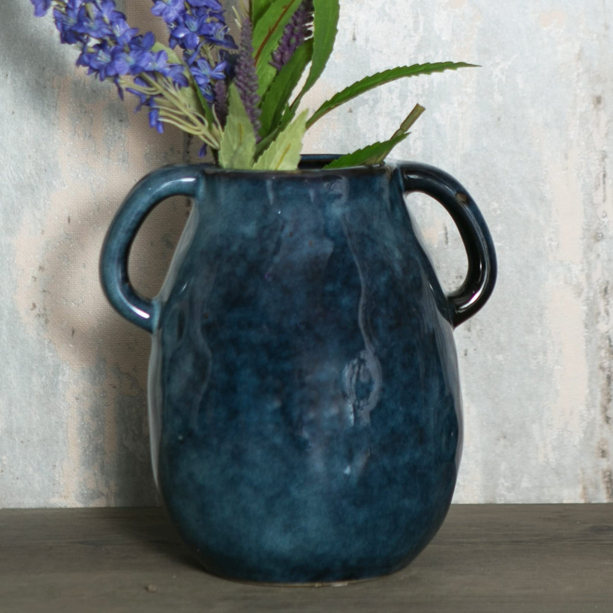 Tanvecle Brown Ceramic Vase with Handles, 7" Modern Farmhouse Decor