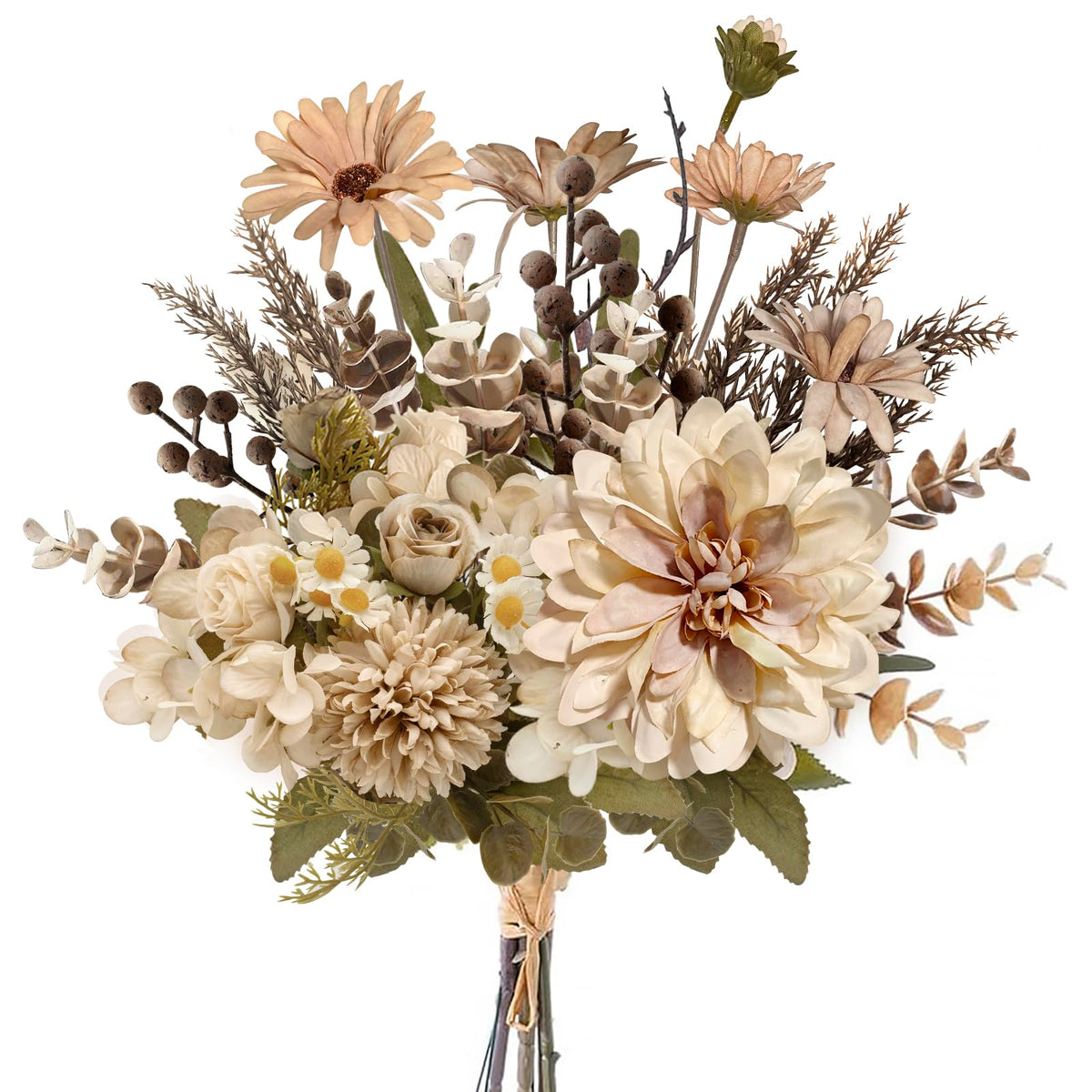 17-inch Artificial Fake Faux Flowers Silk Flower Arrangements Bouquets with Dandelions, Dahlias, Hydrangeas, Sunflowers, Roses, Astilbes and Shooting Star Branches(Autumn Haze)