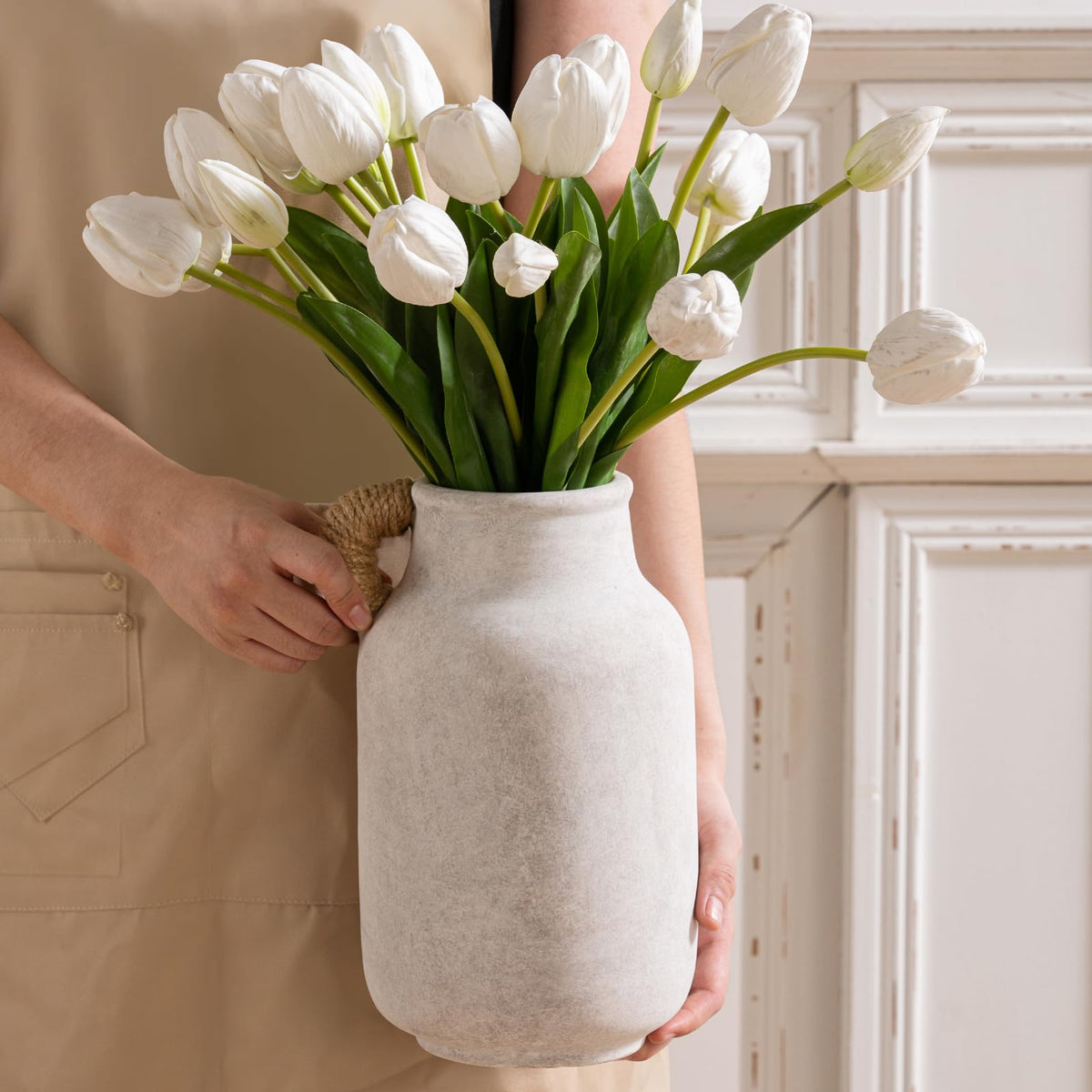 Vanselia Ceramic Flower Vase Home Table Decor Living Room Farmhouse 12 in
