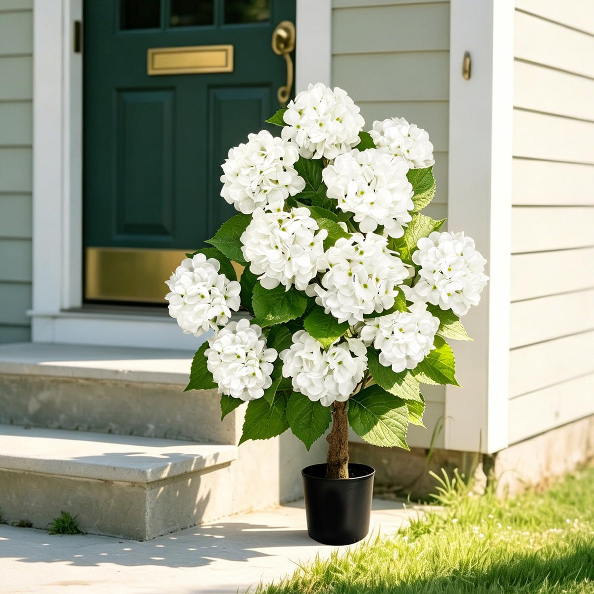 2 Pack Artificial Hydrangea Tree 31.5'', Potted Hydrangea Flowers