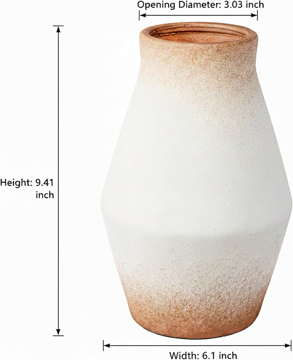 Rustic Farmhouse Ceramic Vase, 10 Inch