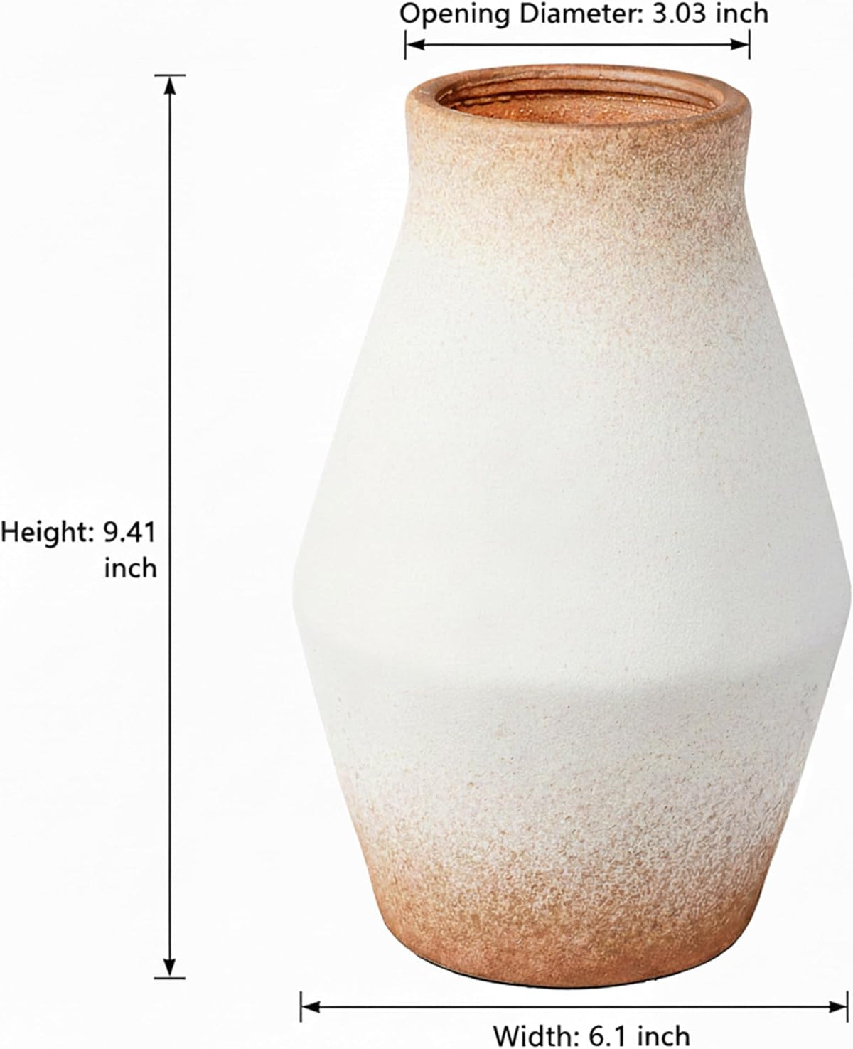 Rustic Farmhouse Ceramic Vase, 10 Inch