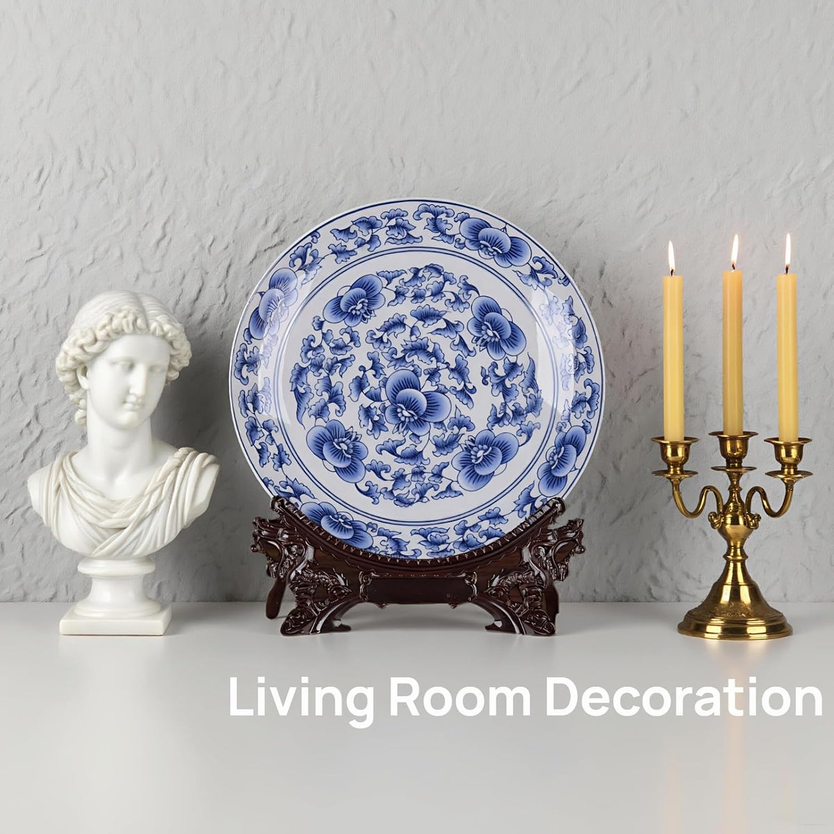 10-Inch Blue and White Porcelain Decorative Plate