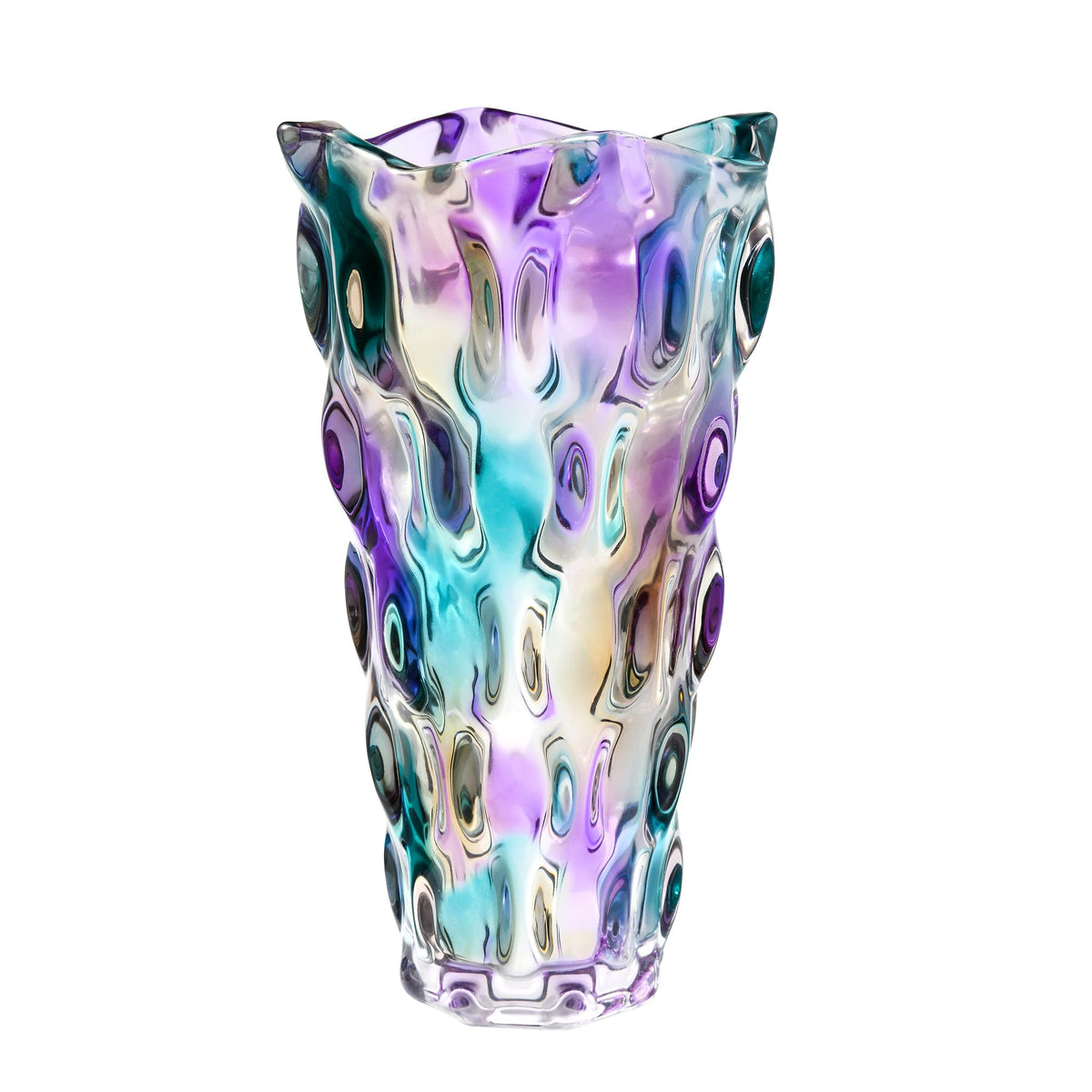 9 inch Tall Green Glass Vases for Flowers, Unique Hand Blown Glass Flower Vase, Large Turquoise Glass Home Table Centerpiece for Floral Bouquet Decorations