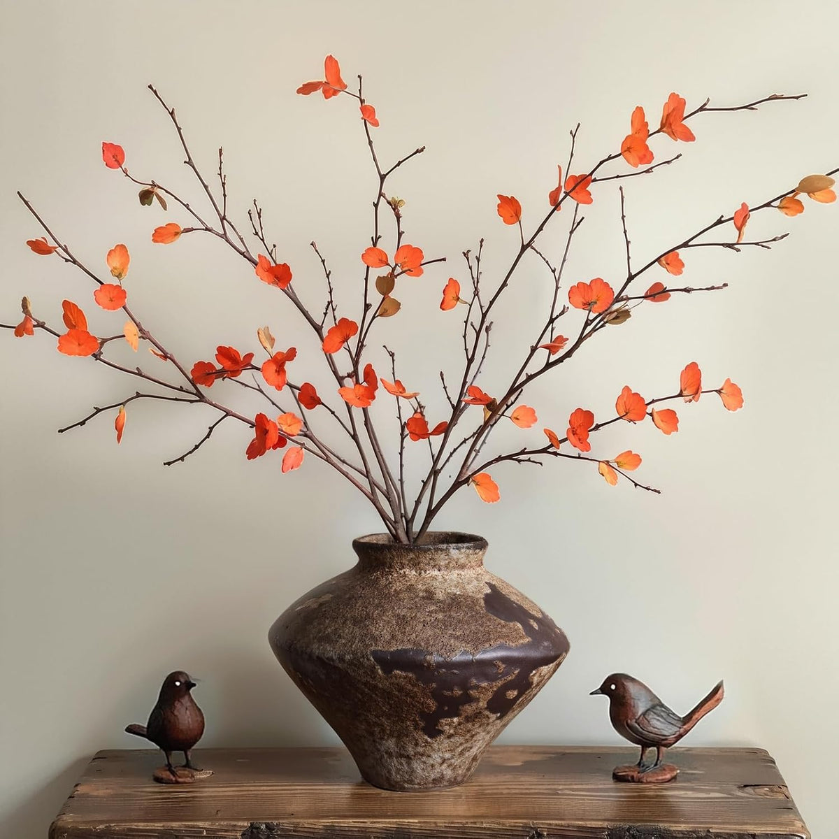Wabi Sabi Rusty Vintage Vase, 6.3" Tall Wabi Sabi Decor Rustic Farmhouse Pottery Vase for Centerpiece, Textured Pottery Flower Vases for Home Decorative, Table, Living Room, Bedroom, Bathroom, Kitchen