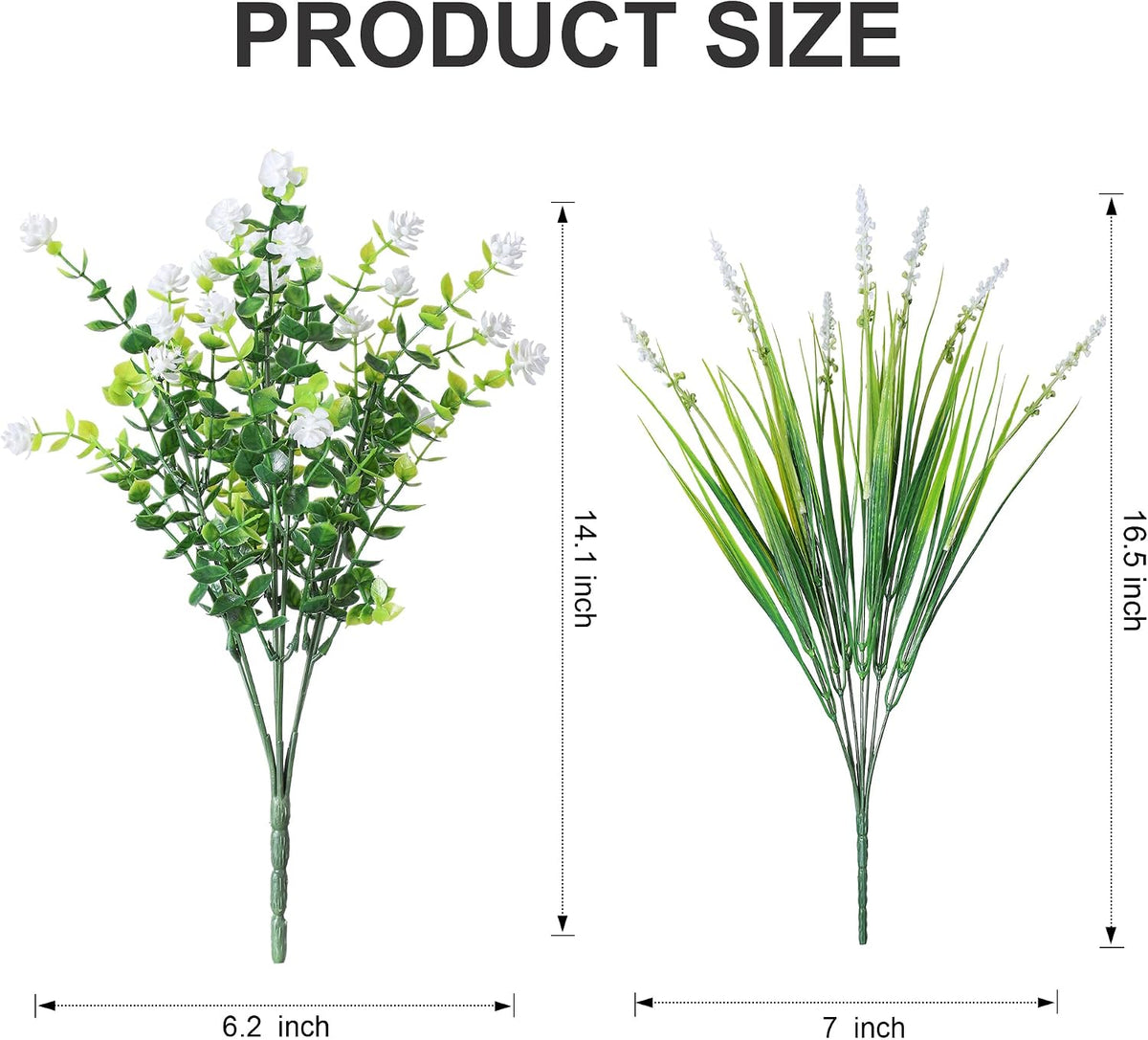 HyeFlora 20 Bundles Artificial Fake Outdoor Plants Flowers for Spring Decoration, UV Resistant Realistic White Plastic Flowers Faux Plant Monkey Grass for Planter Home Garden Porch Patio Window Box