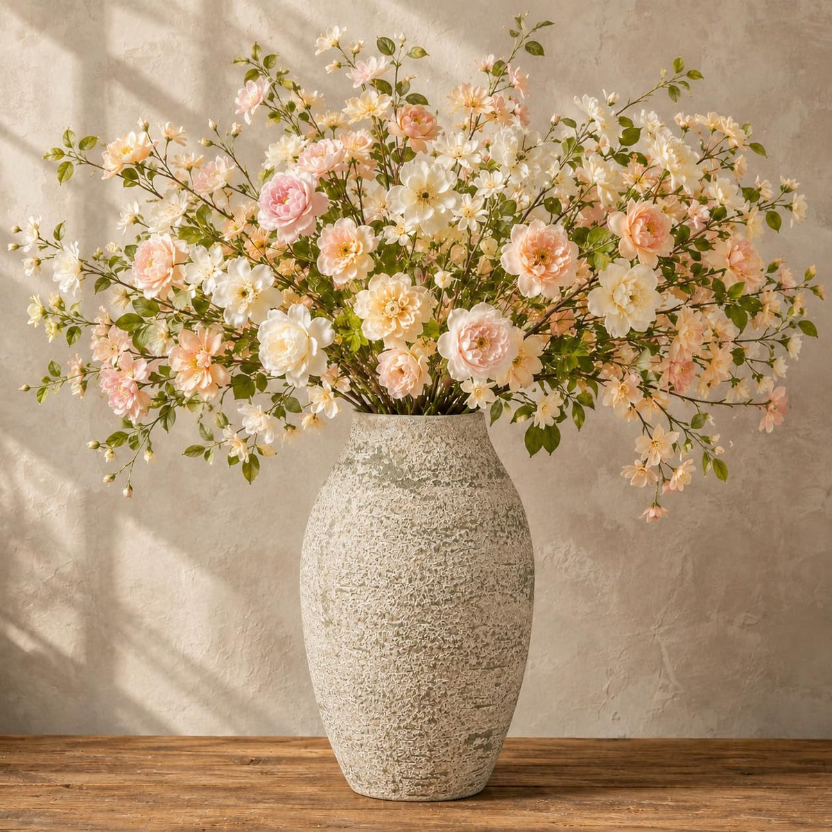 Cream Ceramic Flower Vase Speckled Bubble Glaze Home Decor