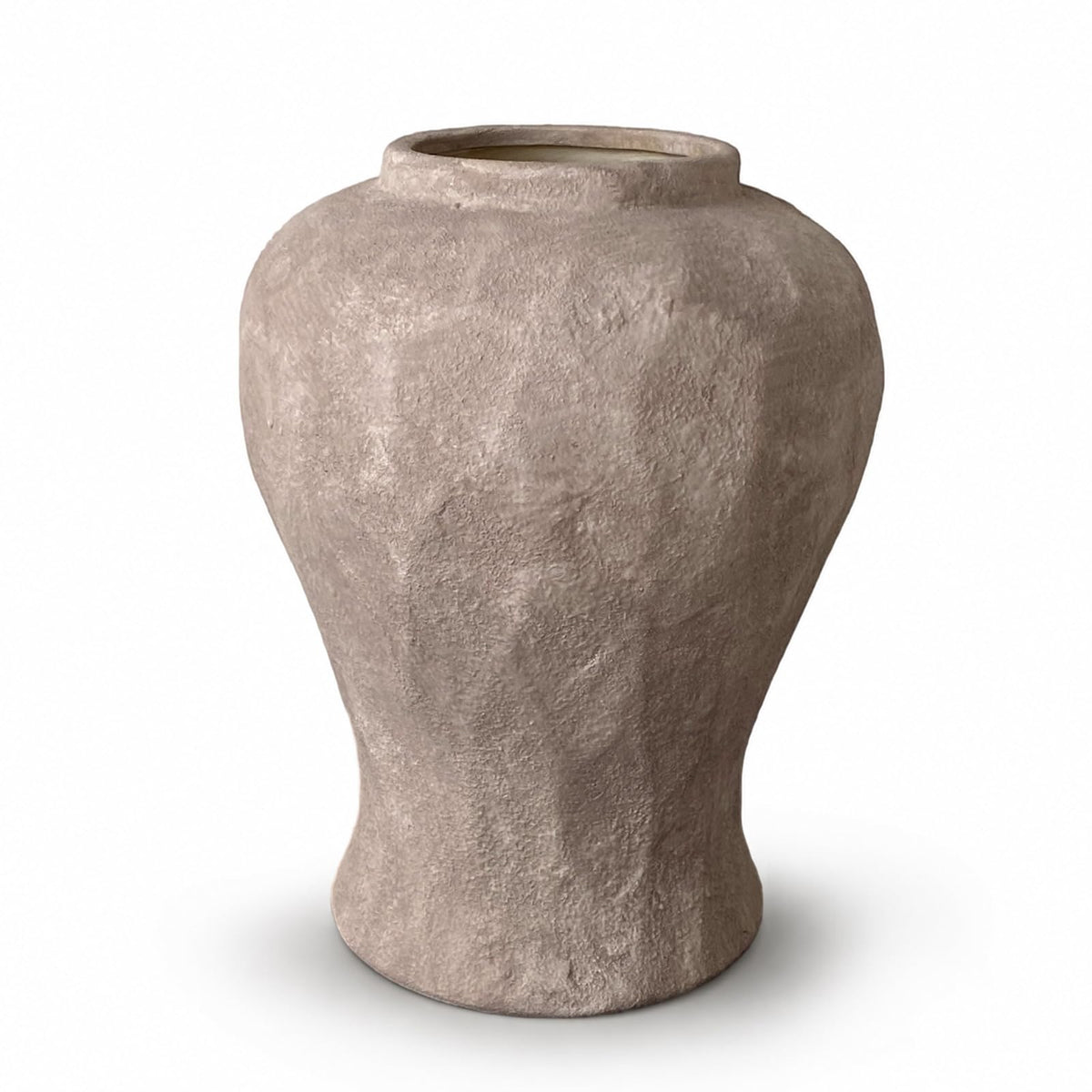 Rustic Ceramic Flower Vase, Vintage Two-Handle Brown Textured Home Décor