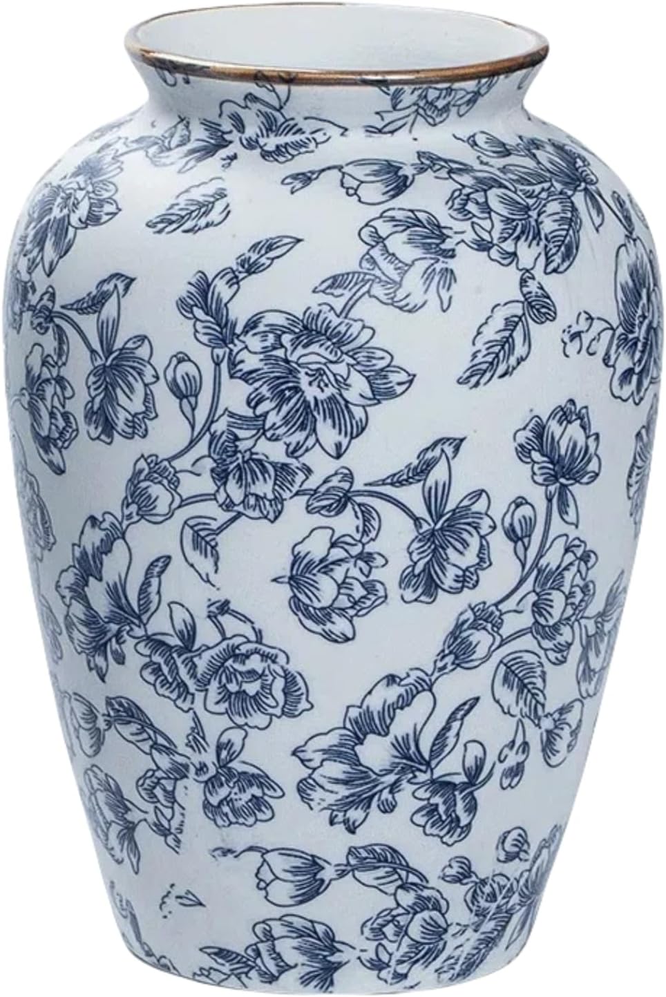 Blue and White Chinoiserie vase - Vintage Ceramic vase with Antique Design, Perfect for Chinoiserie Home Decor 9in Flower vase04