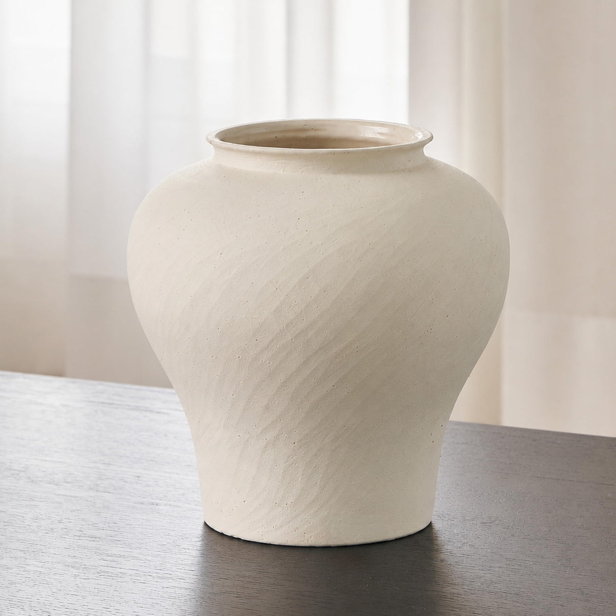 LB2 White Ceramic Large Vase, 11.8" Tall Zen Style, Terra Cotta Pitcher Vase, Distressed Farmhouse Decor, Pottery Decorative Flower for Home Decor (A - White 11.8")