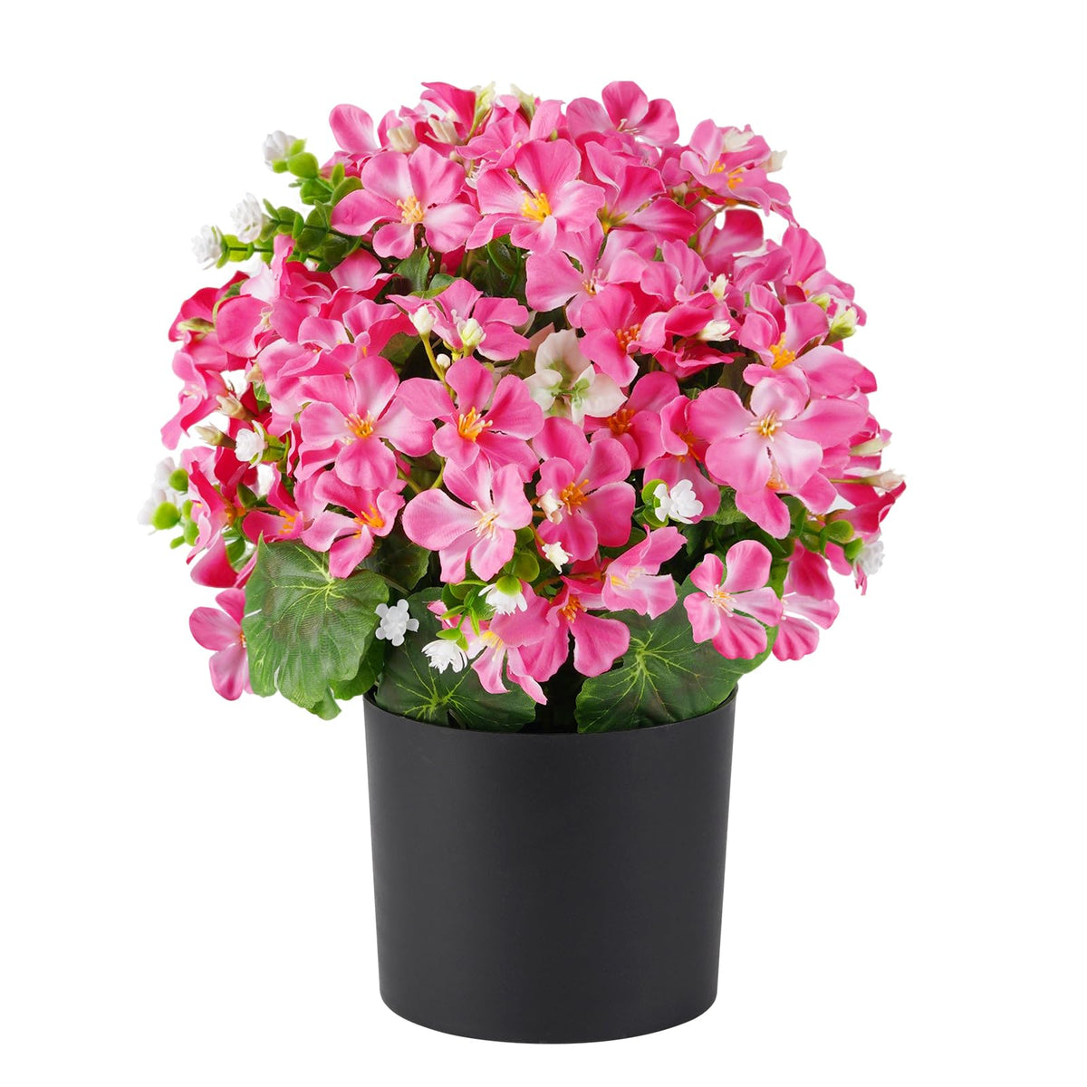 15'' Fake Plants Artificial Geranium Flower in Pot Fall Décor(Orange)