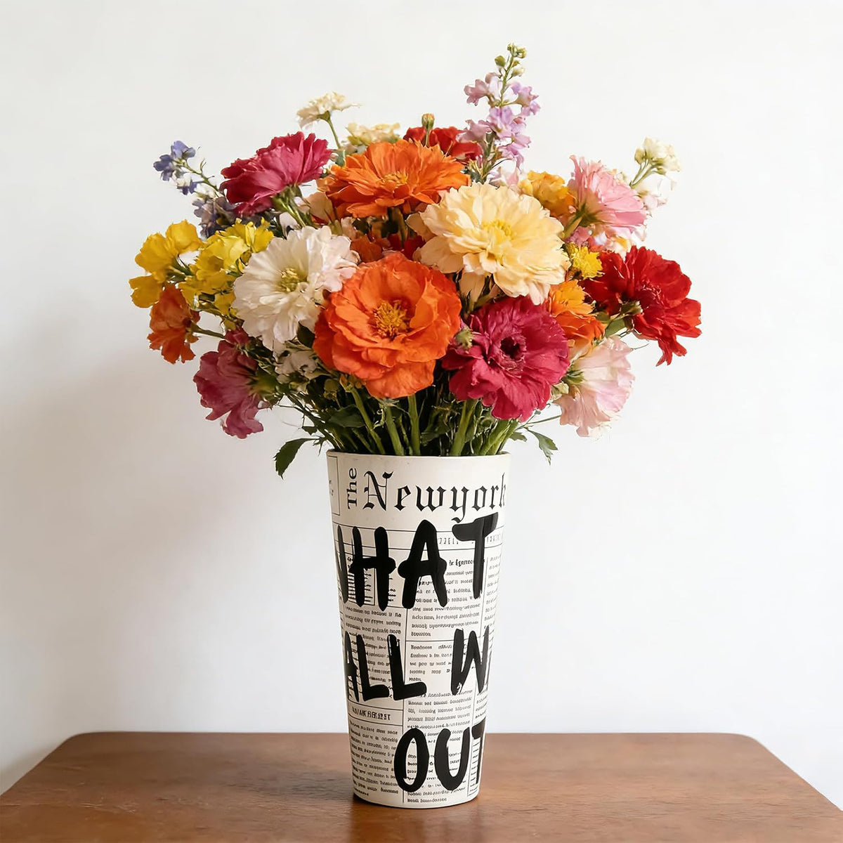 Retro Newspaper Ceramic Vase Cute Flower Vase Eclectic Home Decor