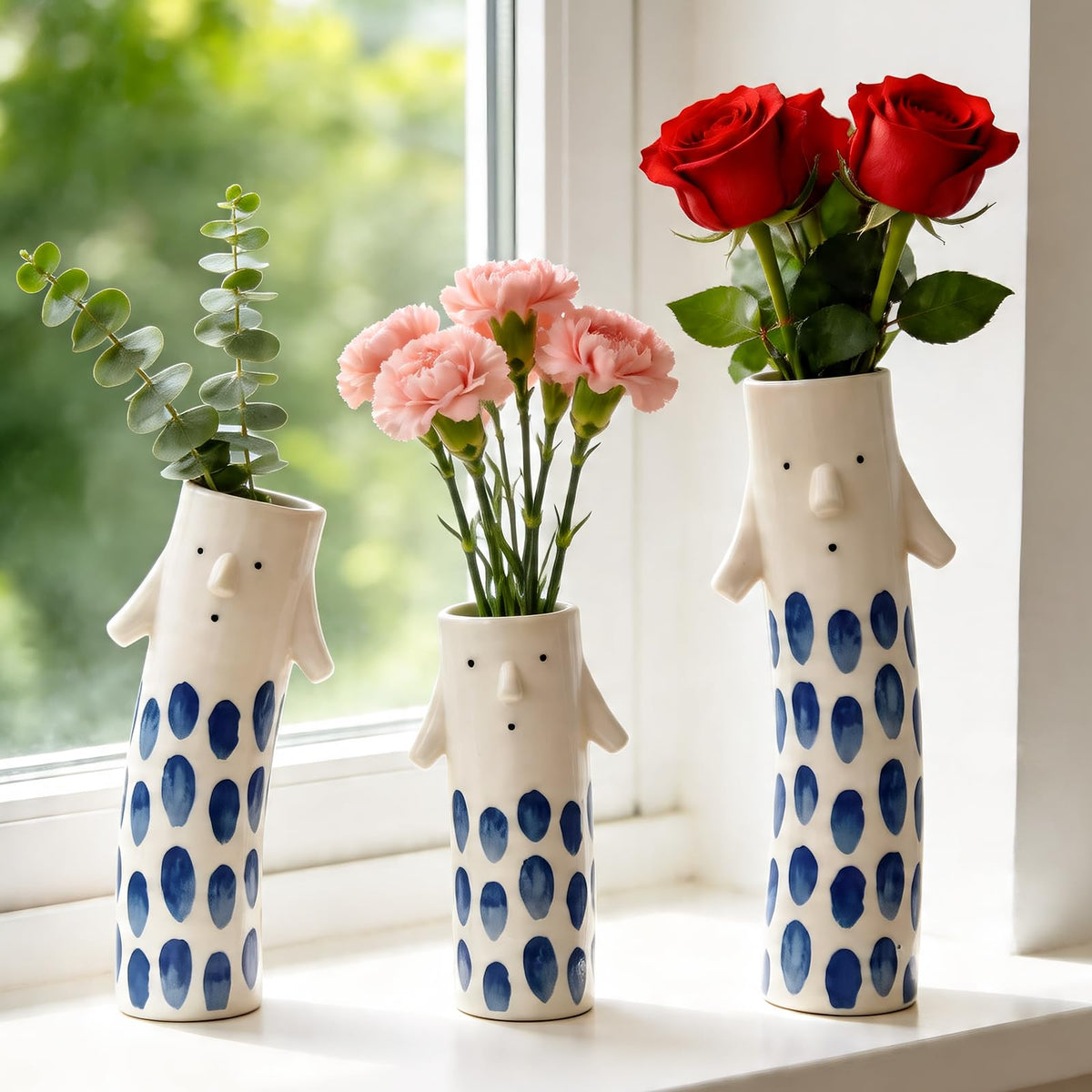 MOUGIGI Ceramic Dice Vase-Unique Decor for Dried Flowers,Rose,Pampas Grass