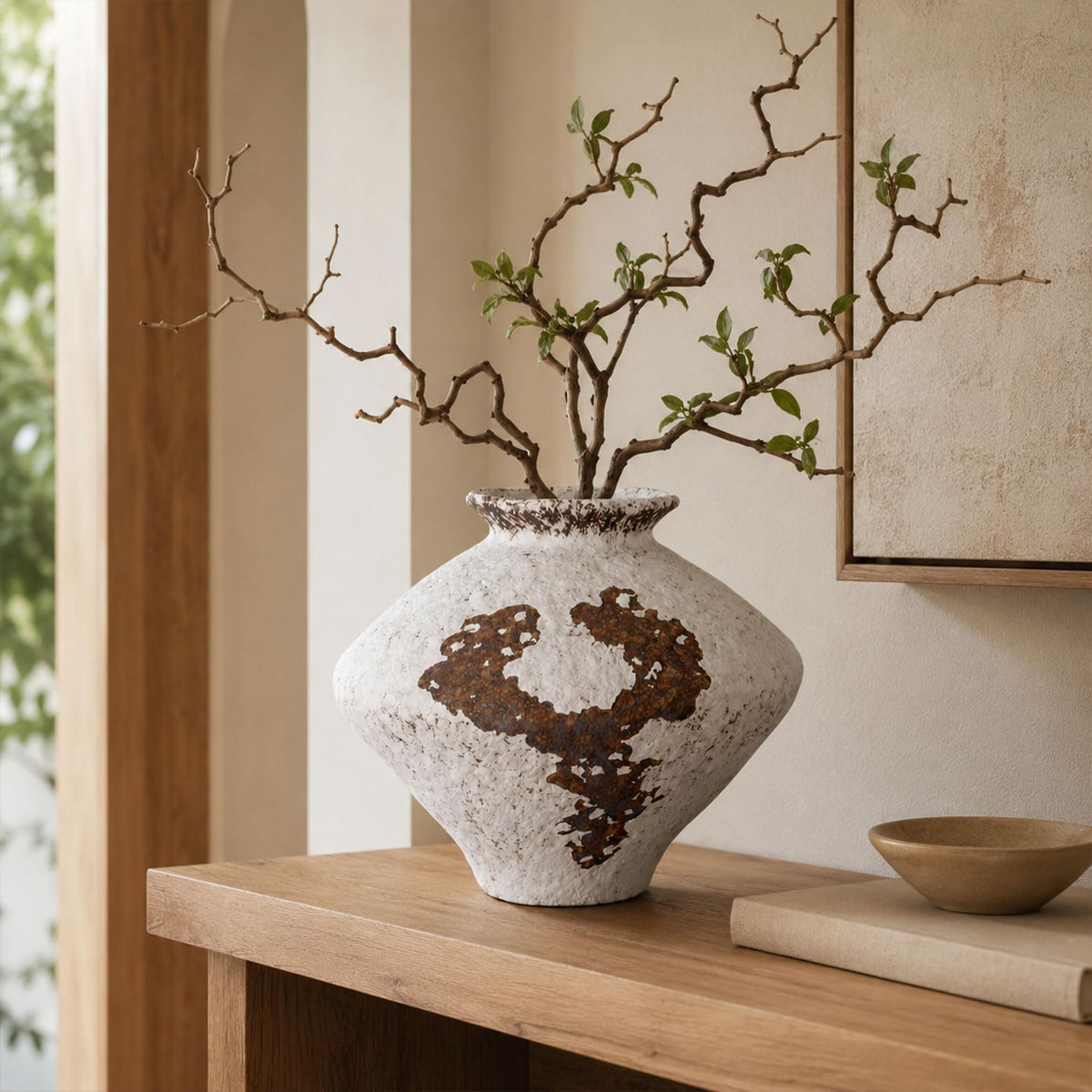 Wabi Sabi Rusty Vintage Vase, 6.3" Tall Wabi Sabi Decor Rustic Farmhouse Pottery Vase for Centerpiece, Textured Pottery Flower Vases for Home Decorative, Table, Living Room, Bedroom, Bathroom, Kitchen