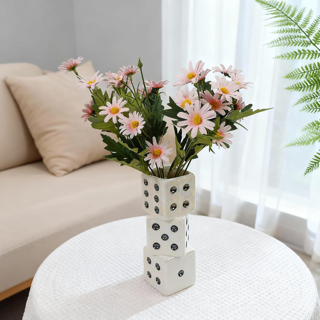 MOUGIGI Ceramic Dice Vase-Unique Decor for Dried Flowers,Rose,Pampas Grass