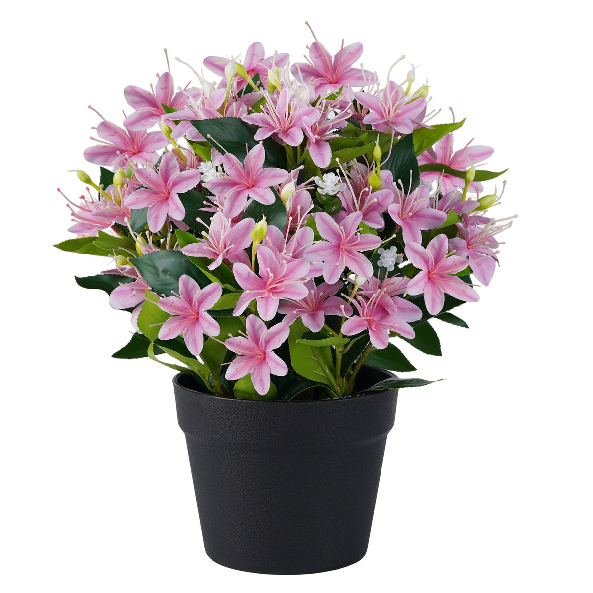 14'' Fake Plants Artificial Lily Flowers in Pot for Home Décor(White)