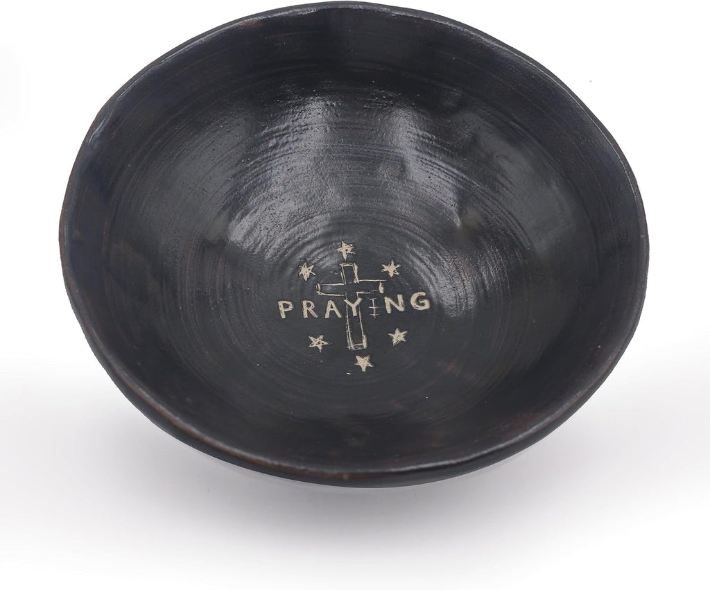 Prayer Offering Ritual Bowl Plate Great for Use Candles Tray Religious Spiritual Gifts （Black Praying）
