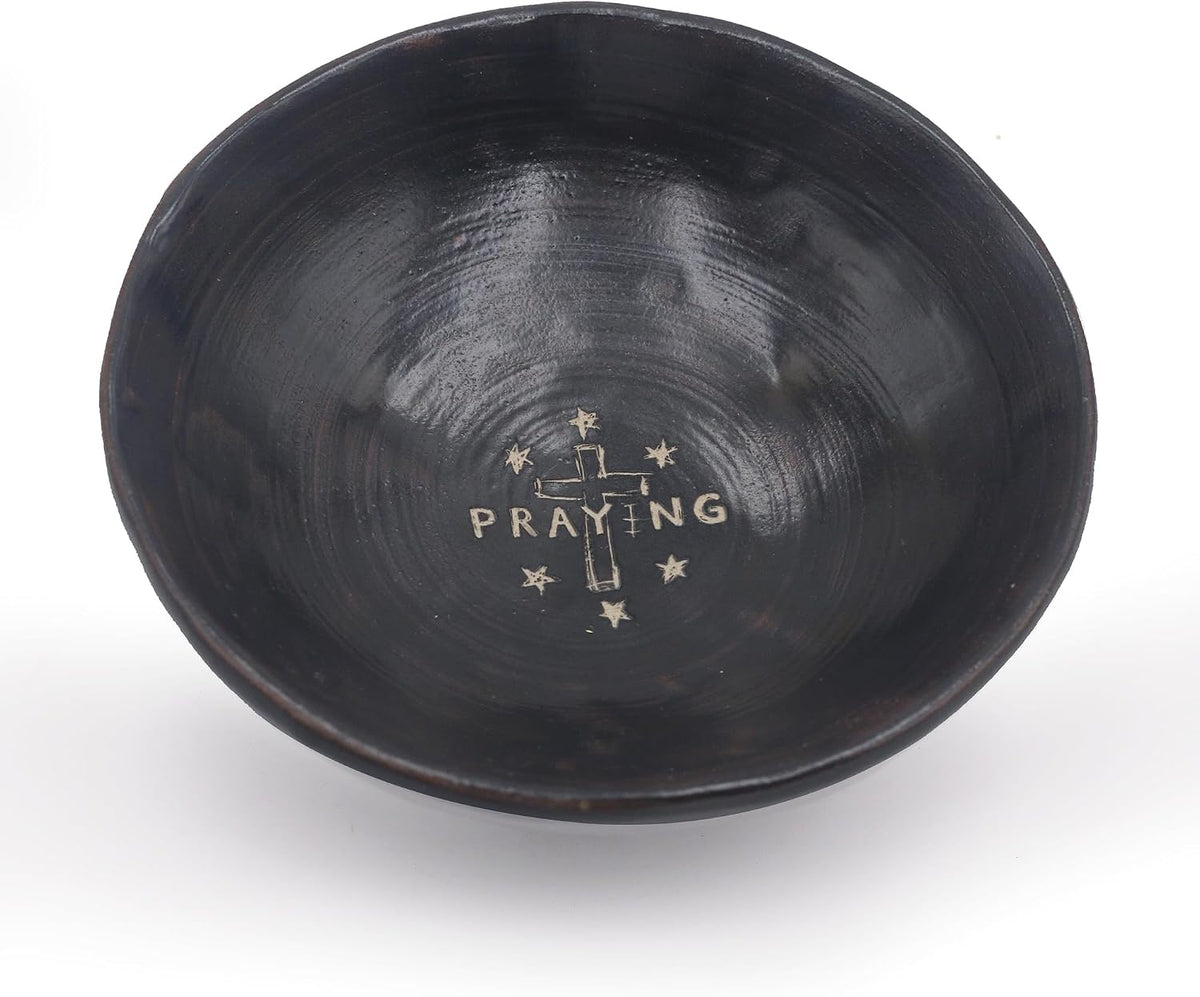 Prayer Offering Ritual Bowl Plate Great for Use Candles Tray Religious Spiritual Gifts （Black Praying）