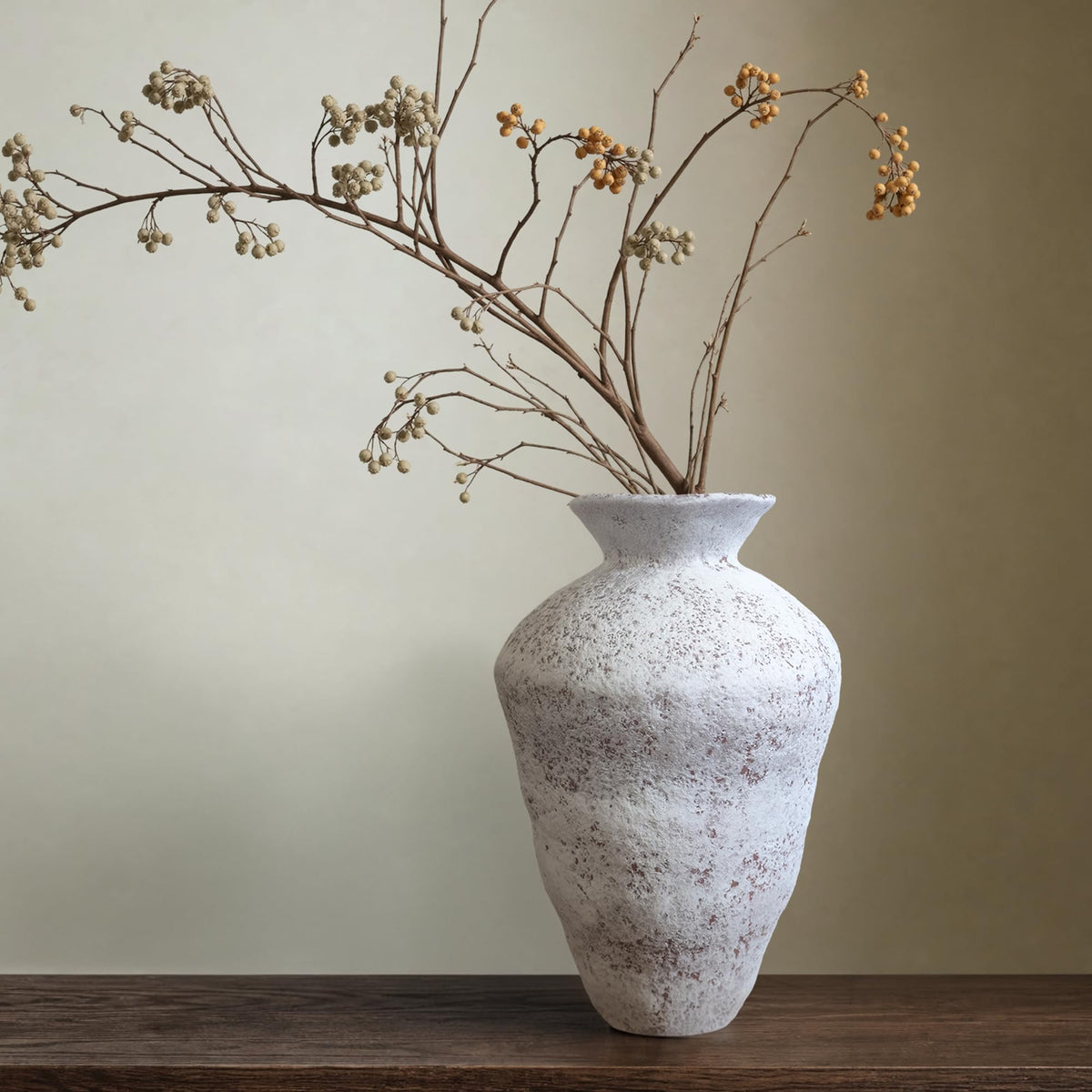 Sylve Ceramic Flower Vase Home Decor, 8.27 Inch White Textured Flower Shaped Vase, Handmade Modern Minimalist Decor for Table Centerpiece Living Room