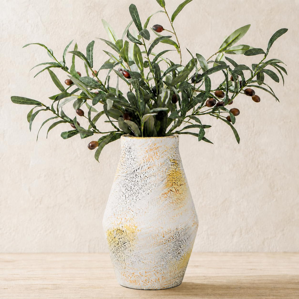 Rustic Farmhouse Ceramic Vase, 10 Inch