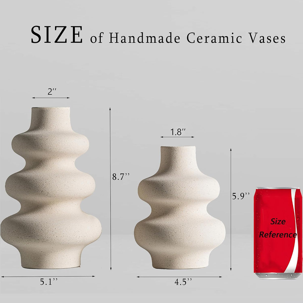 Steviieden Ceramic Vases Set, Boho Home Decor Vase, Off White, Set of 2