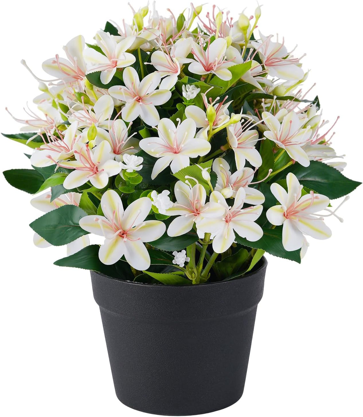 14'' Fake Plants Artificial Lily Flowers in Pot for Home Décor(White)