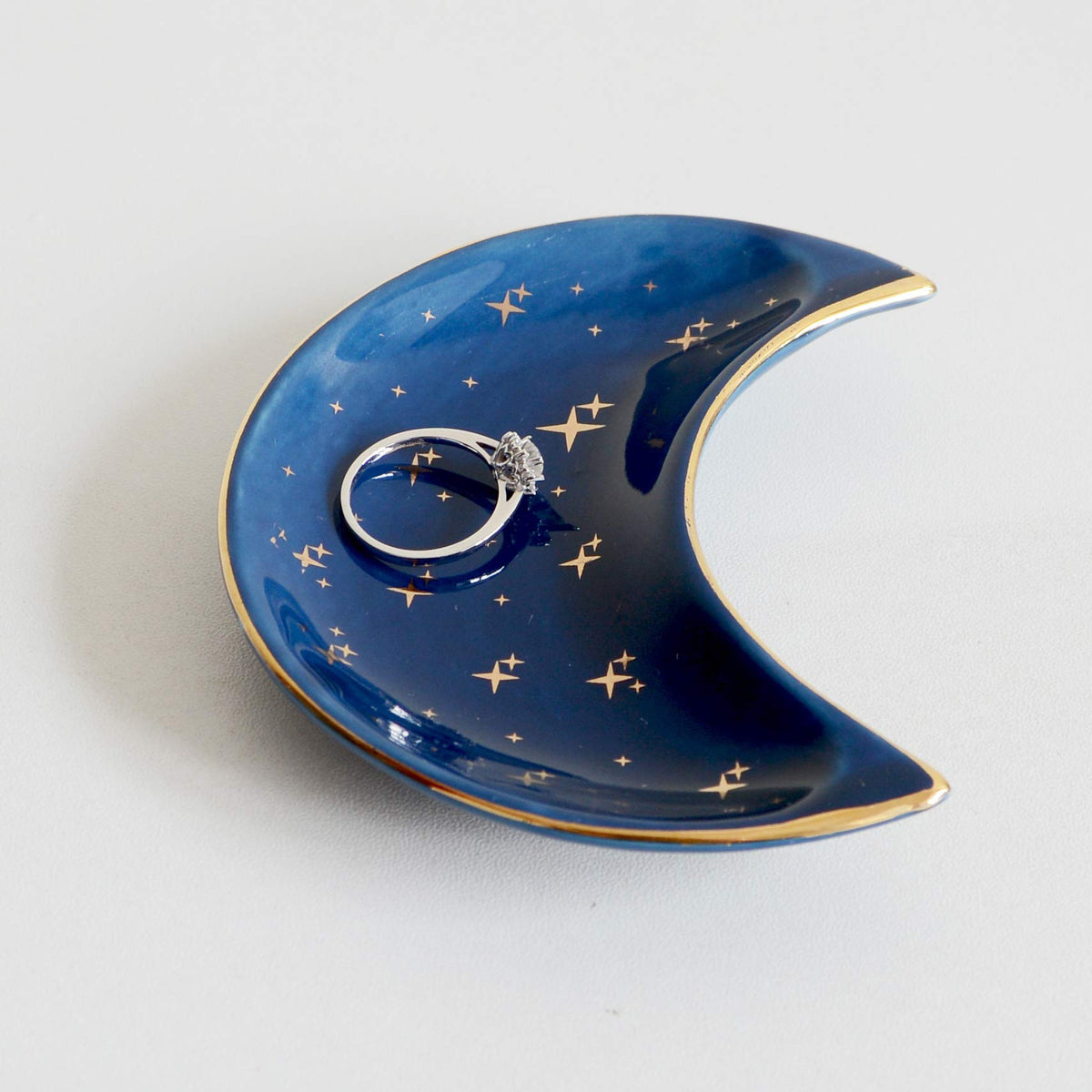 Small Moon Jewelry Dish Tray, Black
