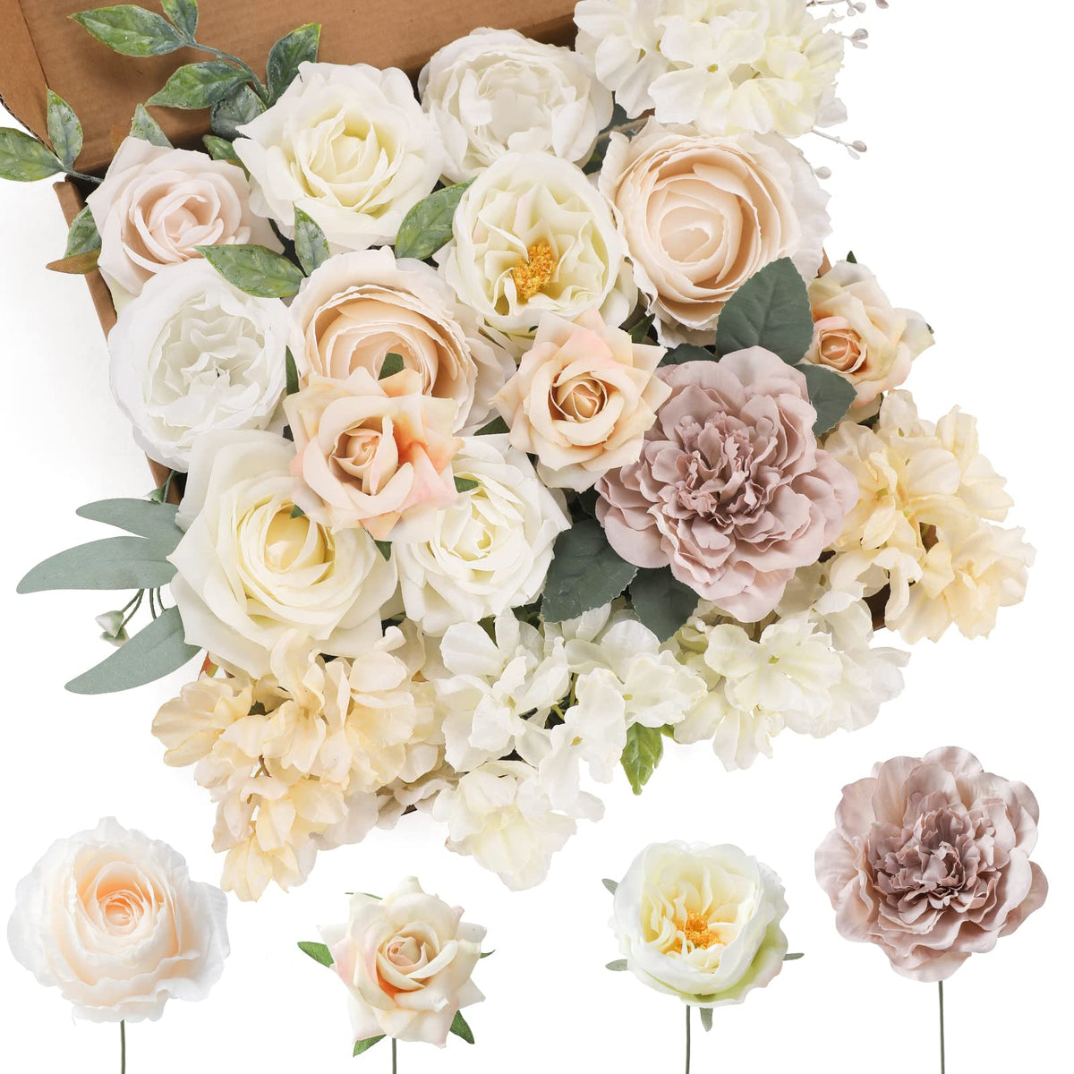 Floweroyal Artificial Flowers Combo Purple Flowers Mix Silk Flowers Dahlia Roses with Stems for DIY Wedding Bridal Bouquets, Baby Shower, Floral Arrangement, Table Centerpieces, Home Decorations.