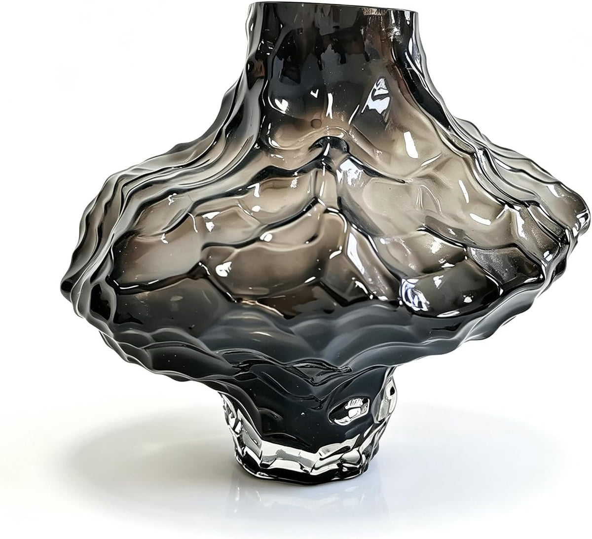 Glass Vase, Black Glass Vase Modern Clear Flower Vases 6.29 Inch, Thickened Glass Vases for Centerpieces, Minimalist Decorative Vase for Living Room Kitchen Office Wedding