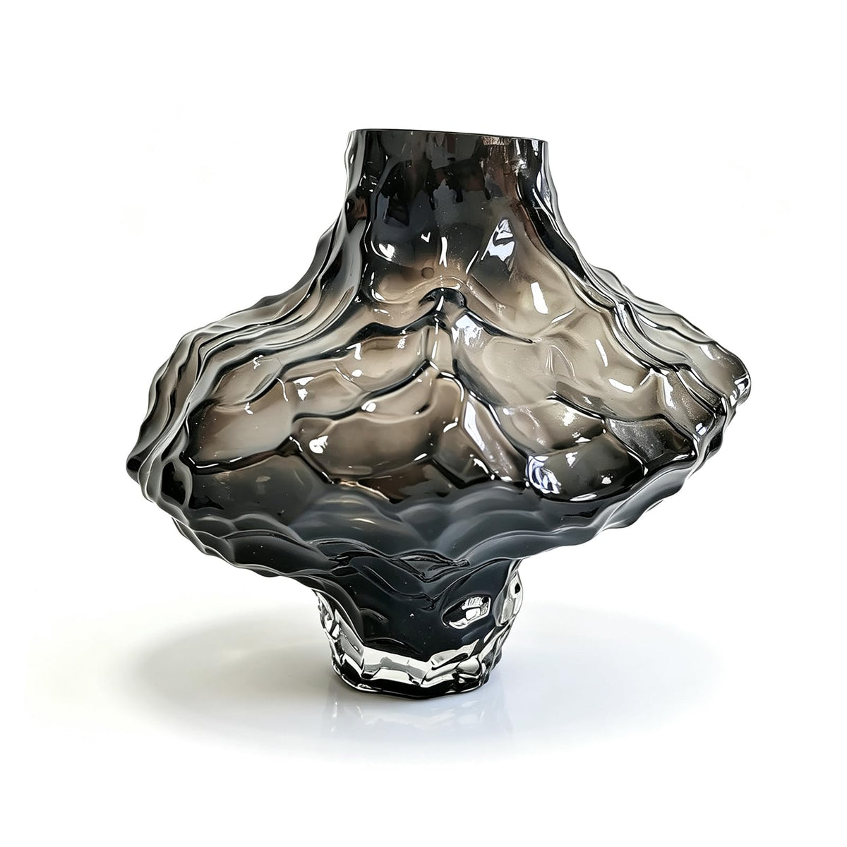 Glass Vase, Black Glass Vase Modern Clear Flower Vases 6.29 Inch, Thickened Glass Vases for Centerpieces, Minimalist Decorative Vase for Living Room Kitchen Office Wedding