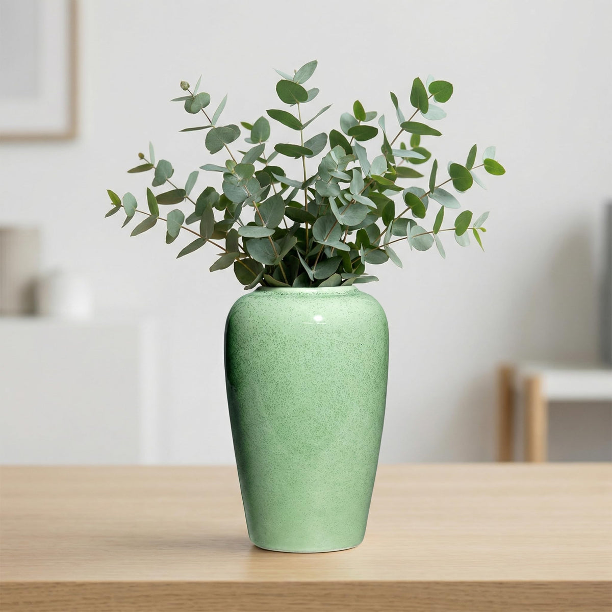 White Ceramic Vase for Centerpiece, 8 Inch Modern Vases Home Decor, Decorative Flower Vase for Pampas Grass, Coffee Table Living Room Small Shelf Kitchen Decor