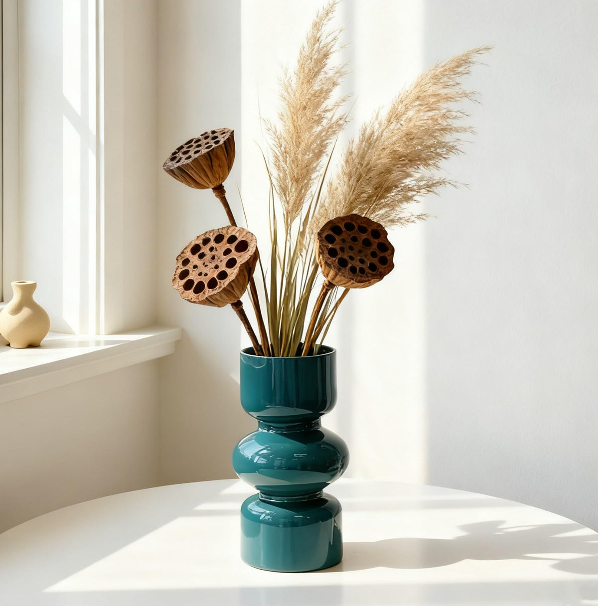 JSPYFITS Glass Hydroponic Flower Vase, 7 Inches Colored Bubble Vase for Flowers, Three-Layer Funky Vase for Home/Office/Weddings/Party Table Flowers Decor, Milky Green