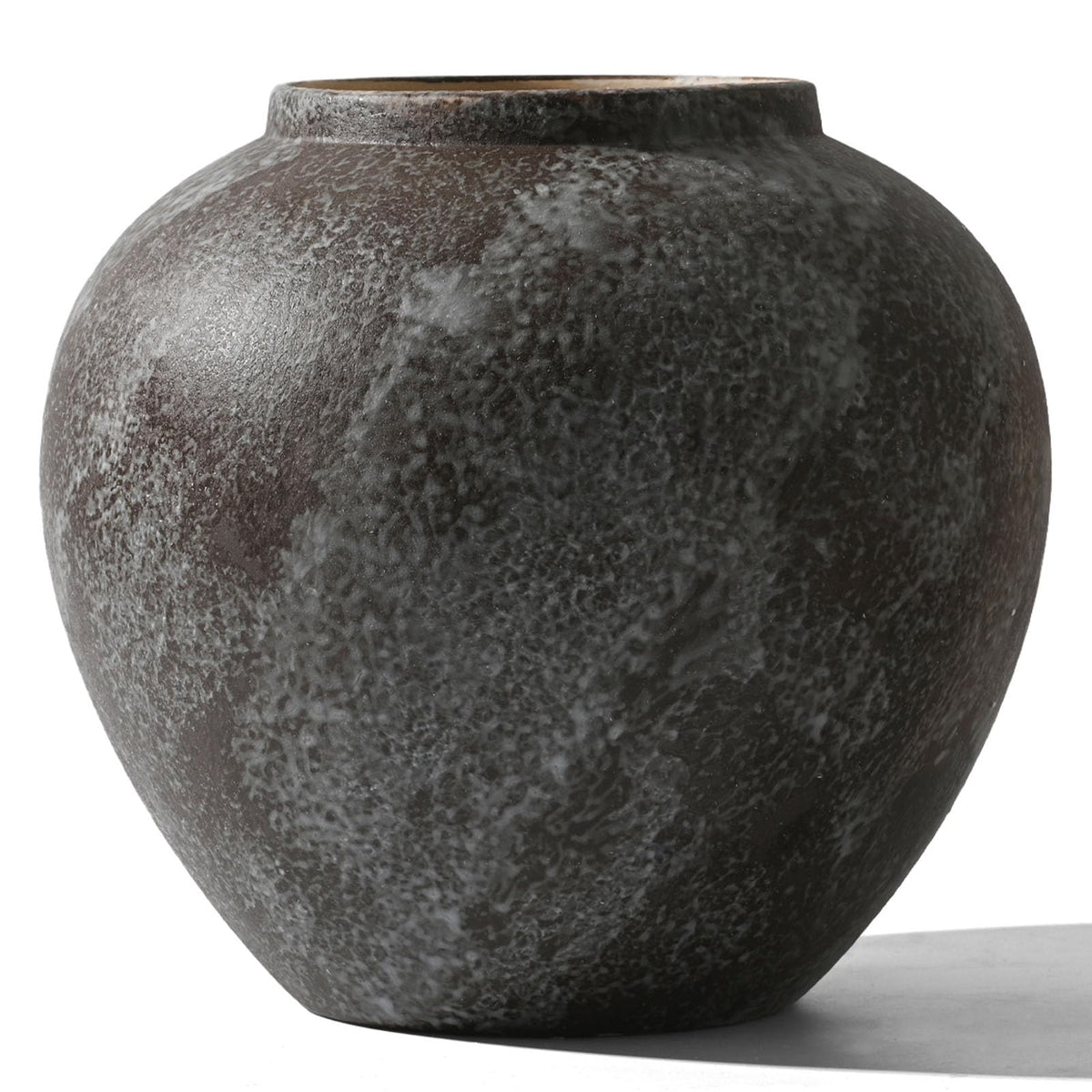 Rustic Ceramic Vintage Farmhouse Vase for Decor (Small Ribbed Whitewash)