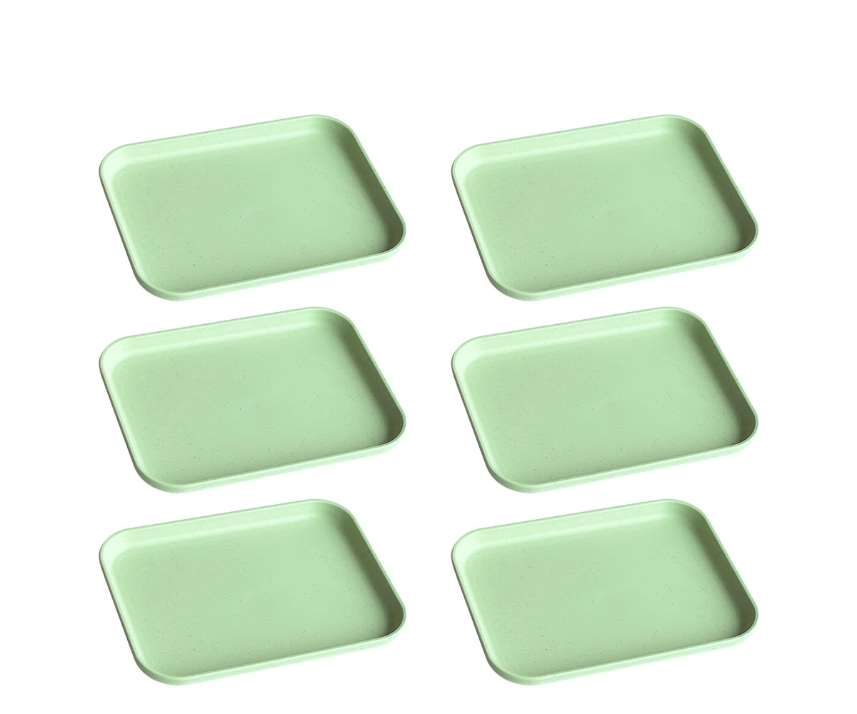 Small Tray 3 Pack, Blue 7.8 inch Wheat Straw Plastic Plates