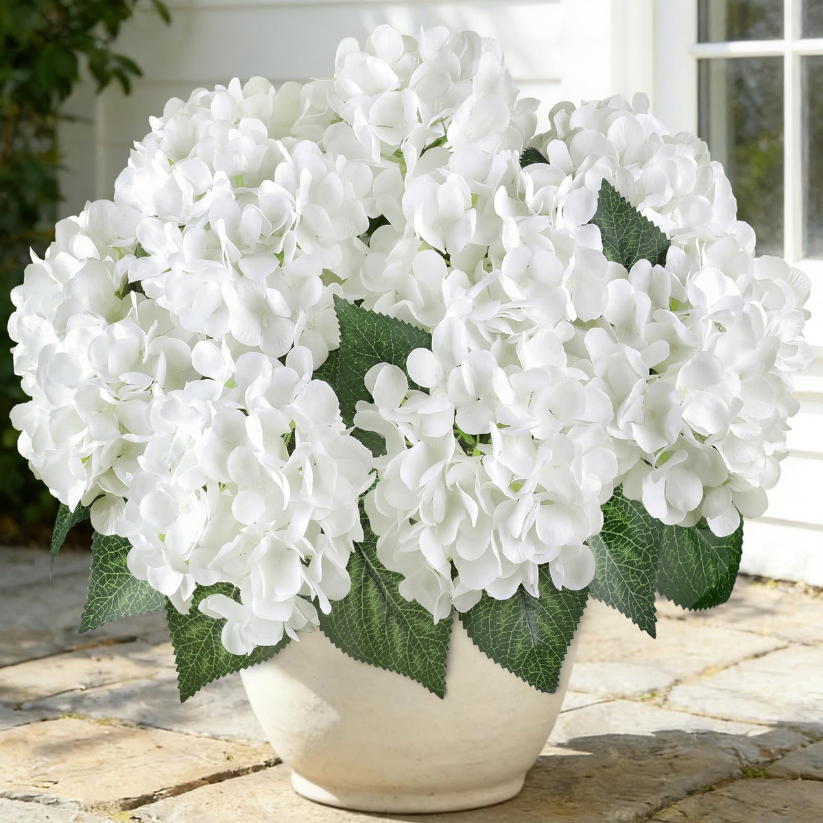6 Bundles Hydrangea Artificial Flowers for Outdoors Silk Faux Hydrangeas
