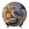 Bone China Decorative Plate Elegant Home Decor Plate Cute Eastern Bluebird Printing Wall Hanging Plate For Home Office Decor