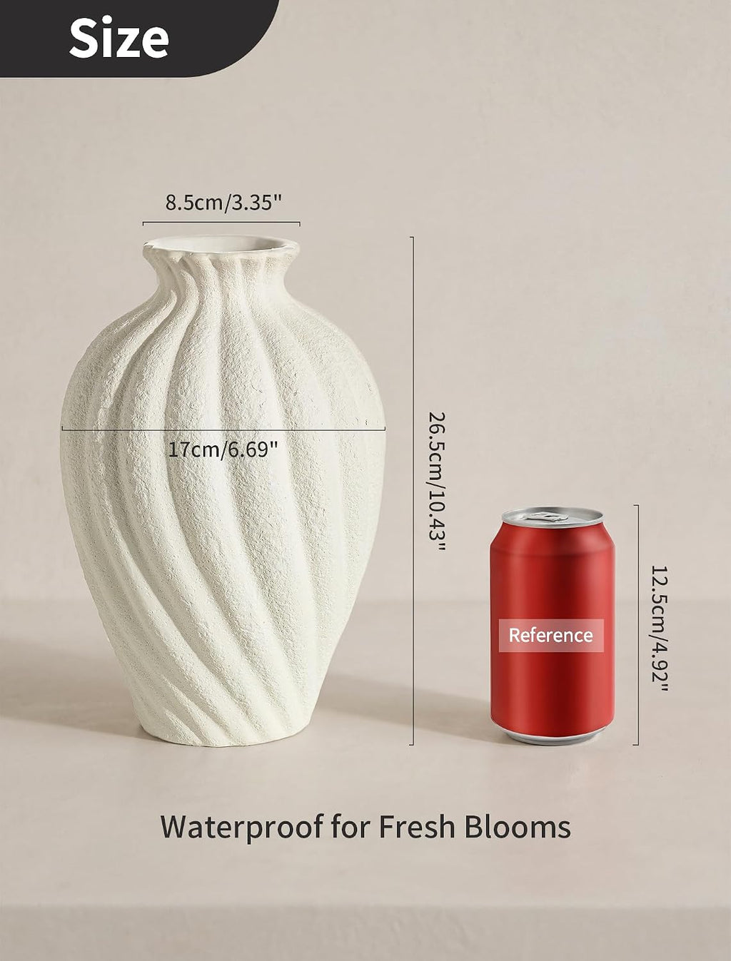 NUPTIO Ceramic Vase Living Room: 10.4" White Farmhouse Home Decor Table